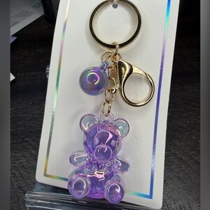 New Purple Bear Keychain or Bag charm with Gold Accents